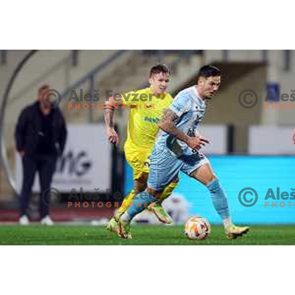 in action during Prva Liga Telemach 2022-2023 football match between Domzale and Gorica in Domzale, Slovenia on October 28,2022