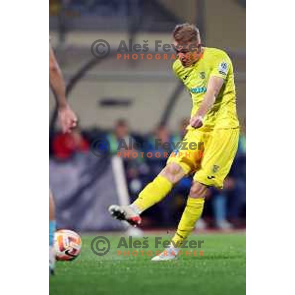 Benjamin Markus in action during Prva Liga Telemach 2022-2023 football match between Domzale and Gorica in Domzale, Slovenia on October 28,2022