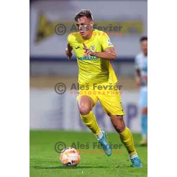 in action during Prva Liga Telemach 2022-2023 football match between Domzale and Gorica in Domzale, Slovenia on October 28,2022