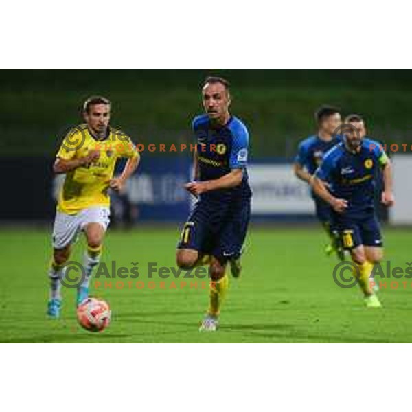 in action during Prva liga Telemach football match between Celje and Maribor in Arena z’dezele, Celje, Slovenia on October 29, 2022