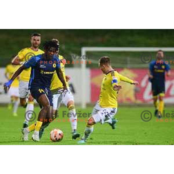 Charles Chukwubuikem Ikwuemesi in action during Prva liga Telemach football match between Celje and Maribor in Arena z’dezele, Celje, Slovenia on October 29, 2022