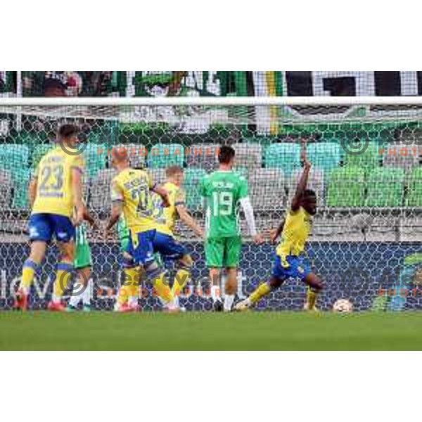 Osagie Bright Edomwonyi celebrates goal during Prva Liga Telemach 2022-2023 football match between Olimpija and Koper in SRC Stozice, Ljubljana, Slovenia on October 30, 2022