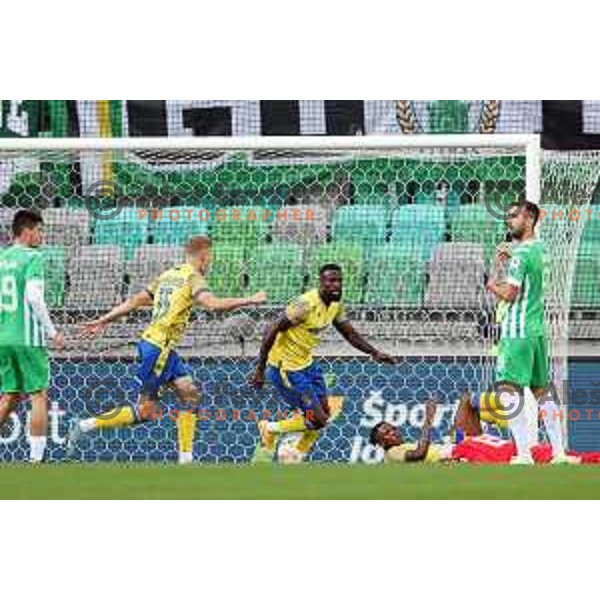 Osagie Bright Edomwonyi celebrates goal during Prva Liga Telemach 2022-2023 football match between Olimpija and Koper in SRC Stozice, Ljubljana, Slovenia on October 30, 2022