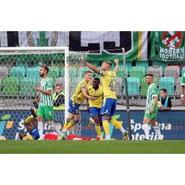 Osagie Bright Edomwonyi celebrates goal during Prva Liga Telemach 2022-2023 football match between Olimpija and Koper in SRC Stozice, Ljubljana, Slovenia on October 30, 2022