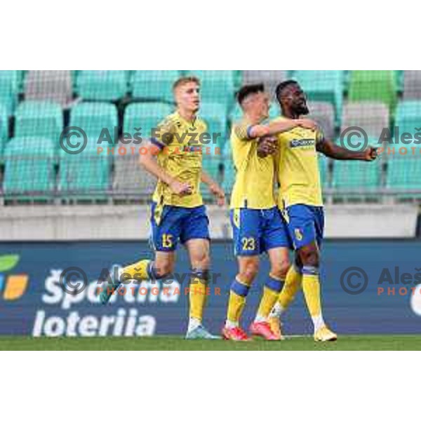 Osagie Bright Edomwonyi celebrates goal during Prva Liga Telemach 2022-2023 football match between Olimpija and Koper in SRC Stozice, Ljubljana, Slovenia on October 30, 2022