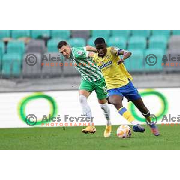 In action during Prva Liga Telemach 2022-2023 football match between Olimpija and Koper in SRC Stozice, Ljubljana, Slovenia on October 30, 2022