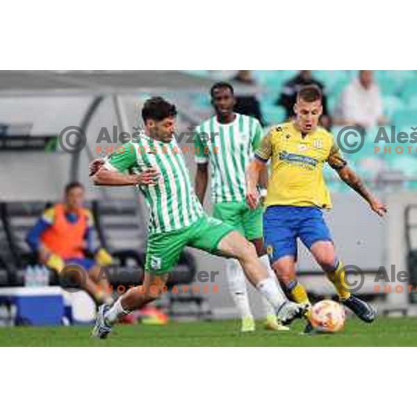 Agustin Doffo and Nikola Krajinovic in action during Prva Liga Telemach 2022-2023 football match between Olimpija and Koper in SRC Stozice, Ljubljana, Slovenia on October 30, 2022