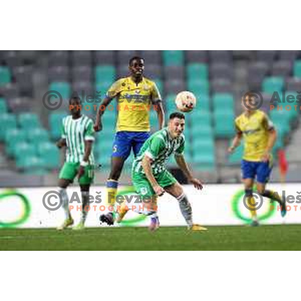 Omar Correia and Mario Kvesic in action during Prva Liga Telemach 2022-2023 football match between Olimpija and Koper in SRC Stozice, Ljubljana, Slovenia on October 30, 2022