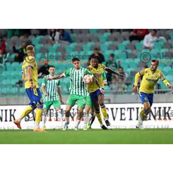 Agustin Doffo and Bede Osuji in action during Prva Liga Telemach 2022-2023 football match between Olimpija and Koper in SRC Stozice, Ljubljana, Slovenia on October 30, 2022