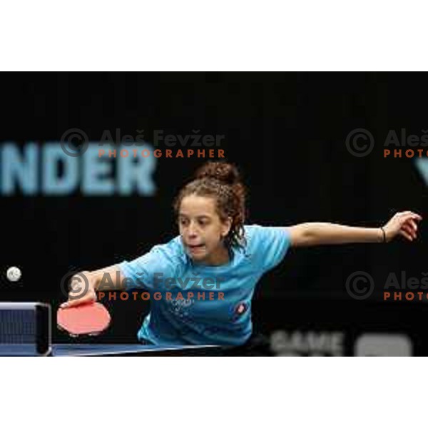 Hana Goda of Egypt competes at World Table Tennis Contender Nova Gorica, Slovenia on November 3, 2022