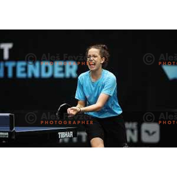 Hana Goda of Egypt competes at World Table Tennis Contender Nova Gorica, Slovenia on November 3, 2022