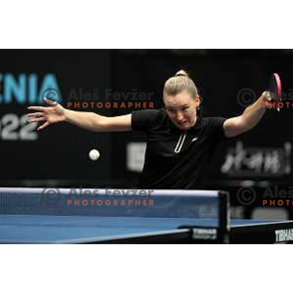 Katarina Strazar of Slovenia competes at World Table Tennis Contender Nova Gorica, Slovenia on November 3, 2022