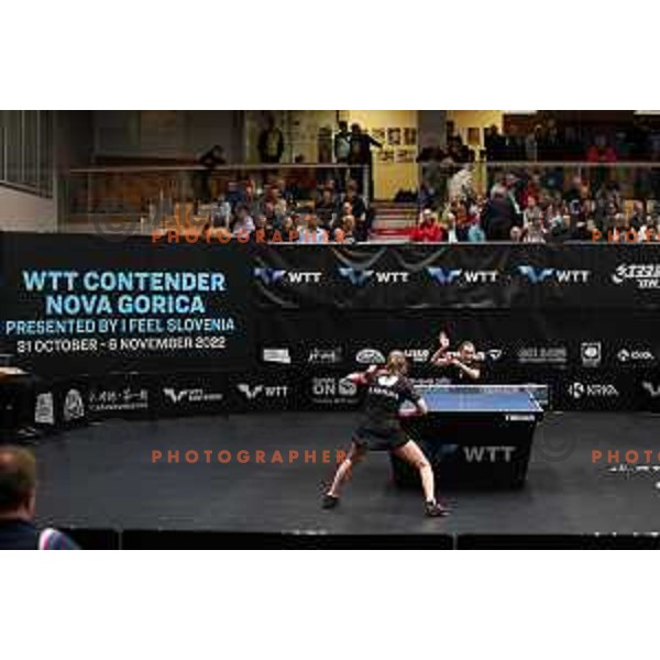 Katarina Strazar of Slovenia competes at World Table Tennis Contender Nova Gorica, Slovenia on November 3, 2022