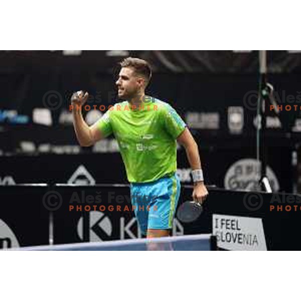 Darko Jorgic of Slovenia in action at World Table Tennis Contender Nova Gorica, Slovenia on November 4, 2022