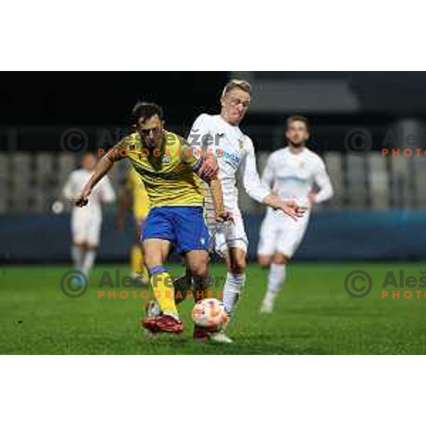 Franjo Prce of Koper and Benjamin Markus in action during Prva Liga Telemach 2022-2023 football match between Koper and Domzale at Bonifika Arena in Koper, Slovenia on November 4, 2022