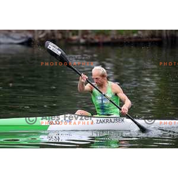 Jost Zakrajsek during practice session in Canoe Sprint at Ljulbjanica River, Ljubljana, Slovenia on October 28, 2022