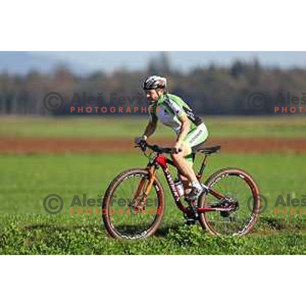 Tanja Zakelj during MTB practice session in Idrija, Slovenia on October 27, 2022