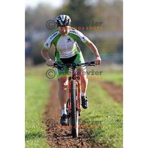 Tanja Zakelj during MTB practice session in Idrija, Slovenia on October 27, 2022