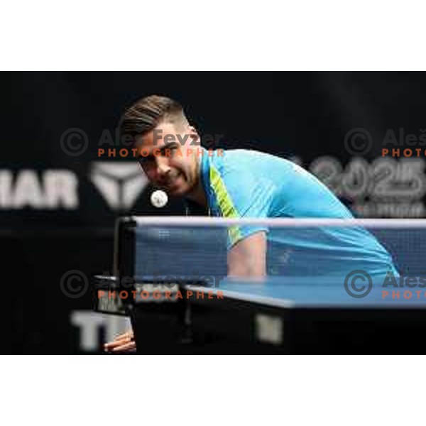 Darko Jorgic of Slovenia in action in quarter-final of World Table Tennis Contender Nova Gorica, Slovenia on November 5, 2022