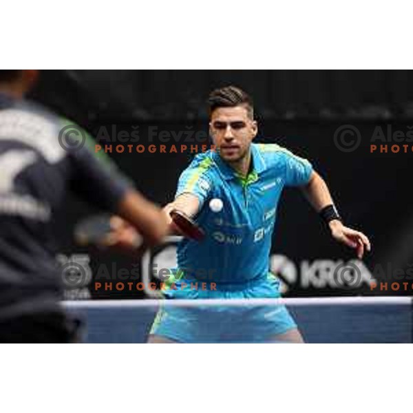 Darko Jorgic of Slovenia in action in quarter-final of World Table Tennis Contender Nova Gorica, Slovenia on November 5, 2022