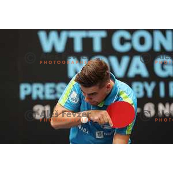 Darko Jorgic of Slovenia in action in quarter-final of World Table Tennis Contender Nova Gorica, Slovenia on November 5, 2022