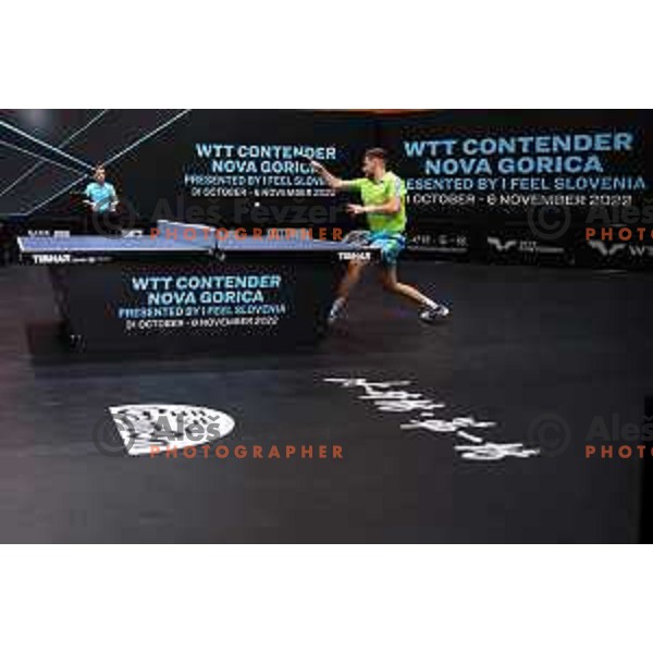 Darko Jorgic of Slovenia in action during the Final of World Table Tennis Contender Nova Gorica, Slovenia on November 6, 2022