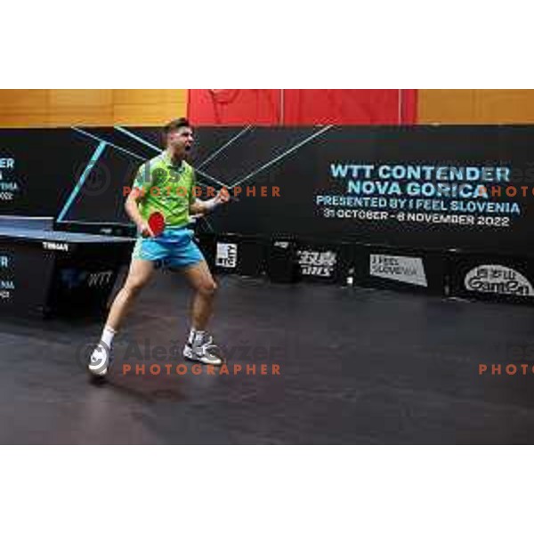 Darko Jorgic of Slovenia in action during the Final of World Table Tennis Contender Nova Gorica, Slovenia on November 6, 2022