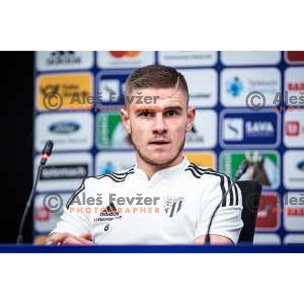 Luka Bobicanec at the press conference during Prva liga Telemach football match between Maribor and Mura in Ljudski vrt, Maribor, Slovenia on November 6, 2022. Photo: Jure Banfi