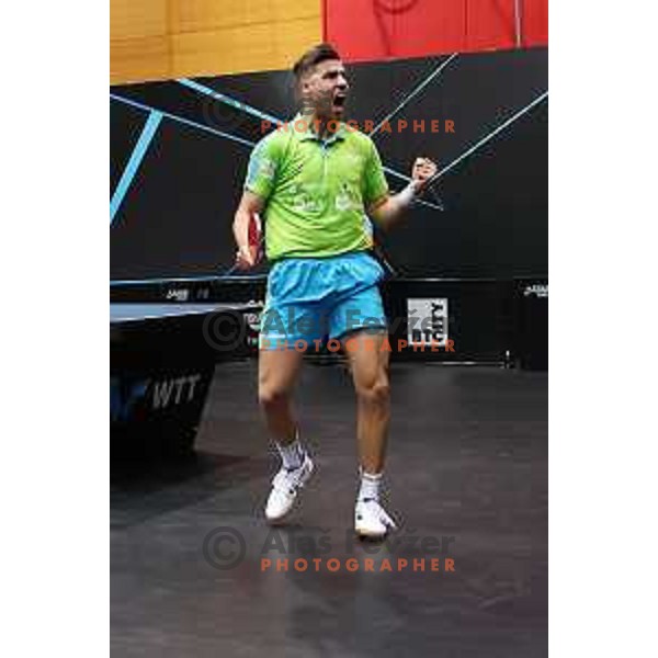 Darko Jorgic of Slovenia in action during the Final of World Table Tennis Contender Nova Gorica, Slovenia on November 6, 2022