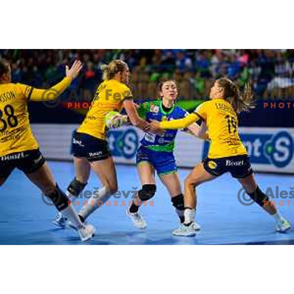 Nina Zulic in action during handball match between Slovenia and Sweden at Women\'s EHF Euro 2022, Celje, Slovenia on November 6, 2022