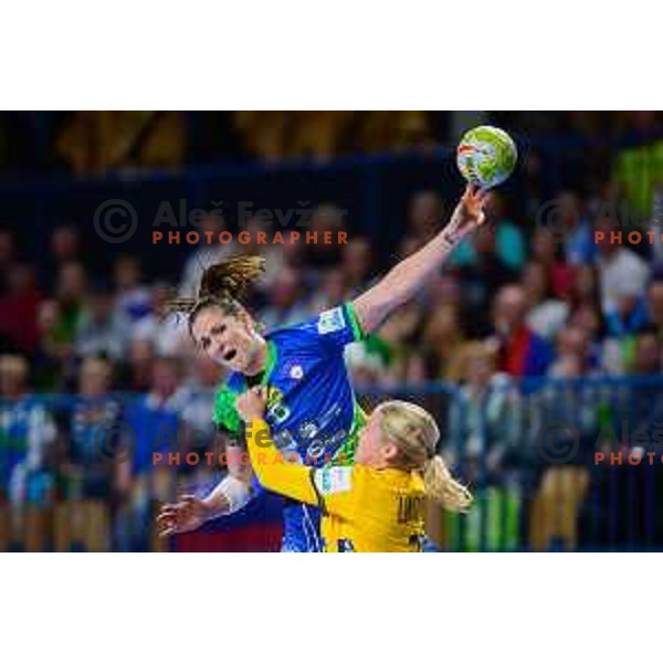 Ana Gros in action during handball match between Slovenia and Sweden at Women\'s EHF Euro 2022, Celje, Slovenia on November 6, 2022