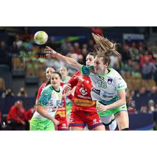 Nina Zulic in action during the handball match between Slovenia and Serbia at Women\'s EHF Euro 2022, Celje, Slovenia on November 8, 2022