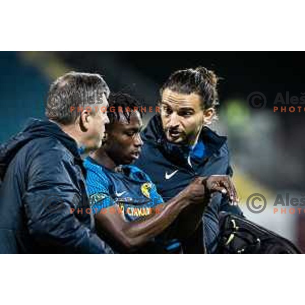 Bi Nene Junior Gbamble injured during Slovenian Cup football match between Celje and Mura in Arena z’dezele, Celje, Slovenia on November 9, 2022. Photo: Jure Banfi