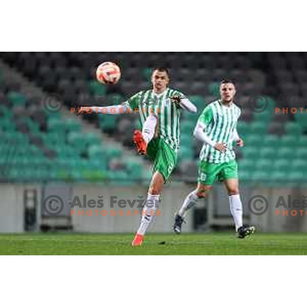 In action during Union Slovenian Cup football match between Olimpija and Avto Rajh Ljutomer in Ljubljana, Slovenia on November 9, 2022