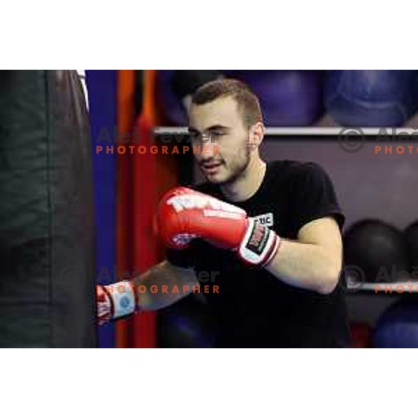 Ali Botonjic during kickbox practice session in Gepard Fight Club in Ljubljana, Slovenia on November 10, 2022