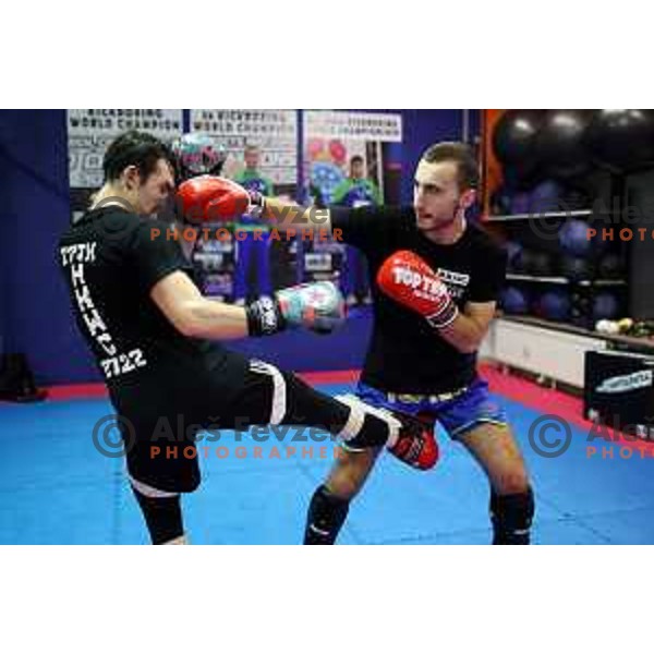 Ali Botonjic during kickbox practice session in Gepard Fight Club in Ljubljana, Slovenia on November 10, 2022