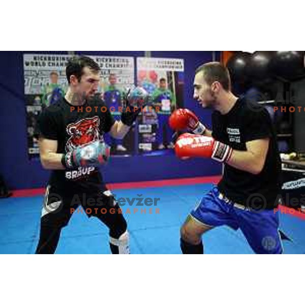 Ali Botonjic during kickbox practice session in Gepard Fight Club in Ljubljana, Slovenia on November 10, 2022