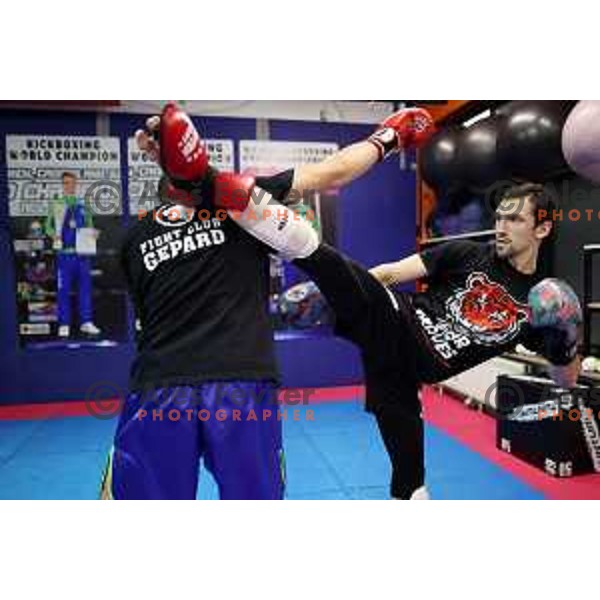 Ali Botonjic during kickbox practice session in Gepard Fight Club in Ljubljana, Slovenia on November 10, 2022