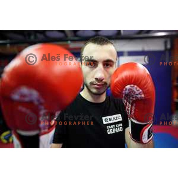 Ali Botonjic during kickbox practice session in Gepard Fight Club in Ljubljana, Slovenia on November 10, 2022