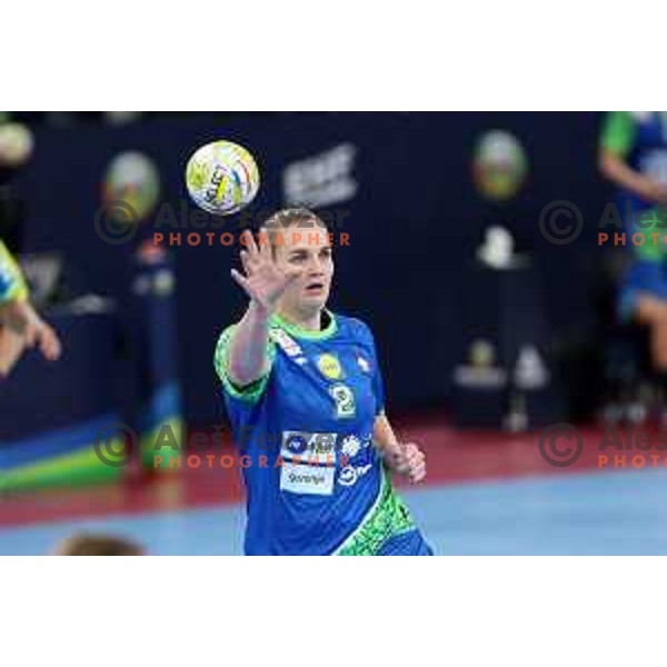 Valentina Klemencic in action during the handball match between Slovenia and Croatia at Women\'s EHF Euro 2022 in Ljubljana, Slovenia on November 10, 2022