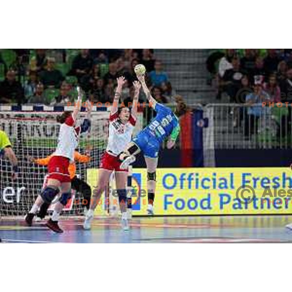 Ana Gros in action during the handball match between Slovenia and Croatia at Women\'s EHF Euro 2022 in Ljubljana, Slovenia on November 10, 2022