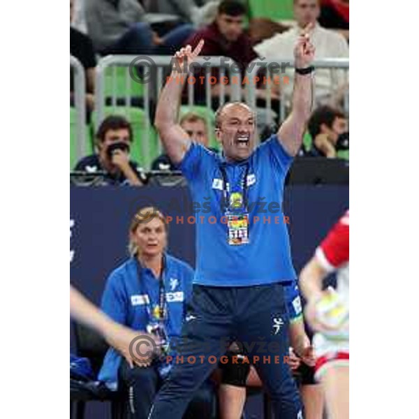 Dragan Adzic in action during the handball match between Slovenia and Croatia at Women\'s EHF Euro 2022 in Ljubljana, Slovenia on November 10, 2022