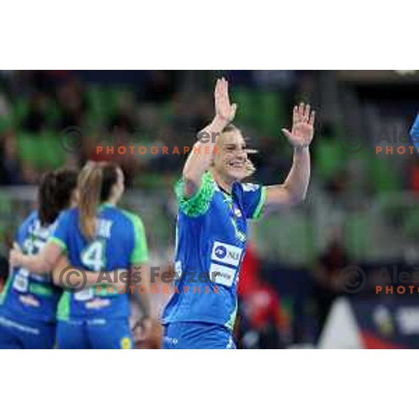 Barbara Lazovic in action during the handball match between Slovenia and Croatia at Women\'s EHF Euro 2022 in Ljubljana, Slovenia on November 10, 2022 