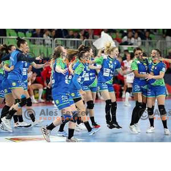 in action during the handball match between Slovenia and Croatia at Women\'s EHF Euro 2022 in Ljubljana, Slovenia on November 10, 2022