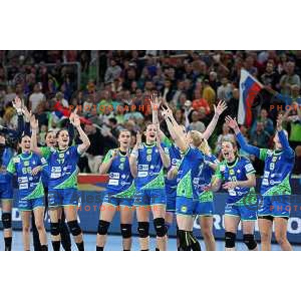 in action during the handball match between Slovenia and Croatia at Women\'s EHF Euro 2022 in Ljubljana, Slovenia on November 10, 2022