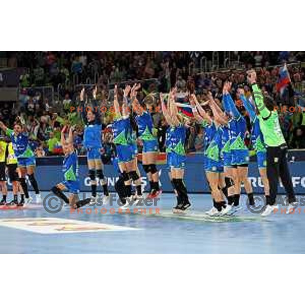 in action during the handball match between Slovenia and Croatia at Women\'s EHF Euro 2022 in Ljubljana, Slovenia on November 10, 2022