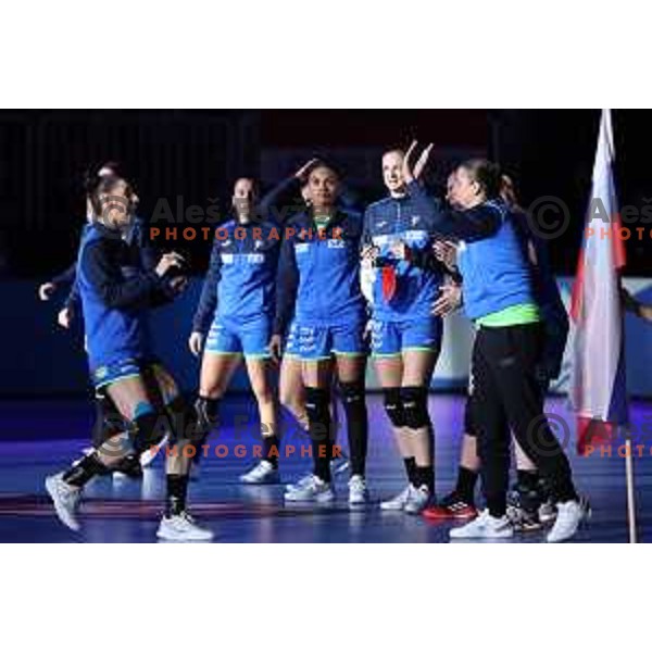 in action during the handball match between Slovenia and Croatia at Women\'s EHF Euro 2022 in Ljubljana, Slovenia on November 10, 2022