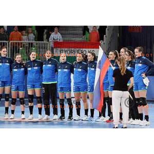 in action during the handball match between Slovenia and Croatia at Women\'s EHF Euro 2022 in Ljubljana, Slovenia on November 10, 2022