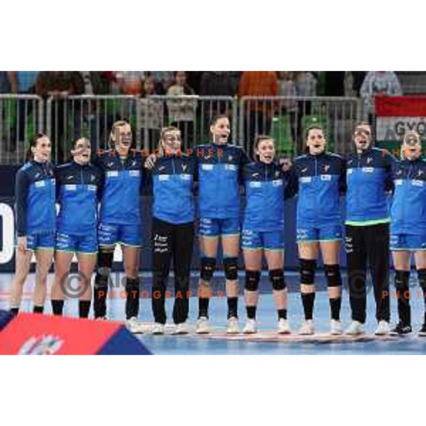 in action during the handball match between Slovenia and Croatia at Women\'s EHF Euro 2022 in Ljubljana, Slovenia on November 10, 2022