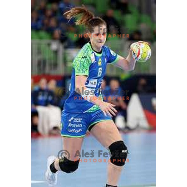 Ana Gros in action during the handball match between Slovenia and Croatia at Women\'s EHF Euro 2022 in Ljubljana, Slovenia on November 10, 2022